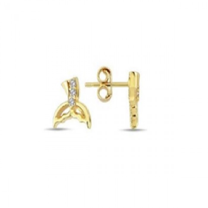 14 K Gold Zircon stone Earring 1,03 gr 