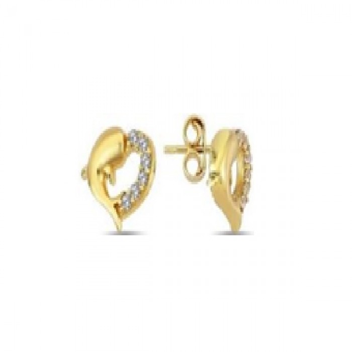 14 K Gold Zircon stone Earring 1,33 gr 