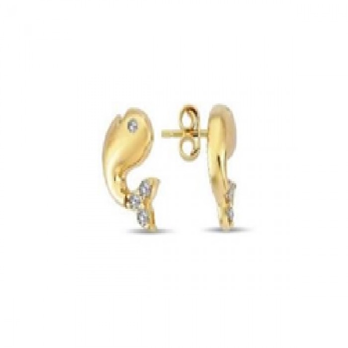 14 K Gold Zircon stone Earring 1,15 gr 
