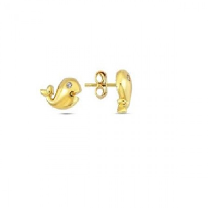 14 K Gold Zircon stone Earring 1,18 gr 