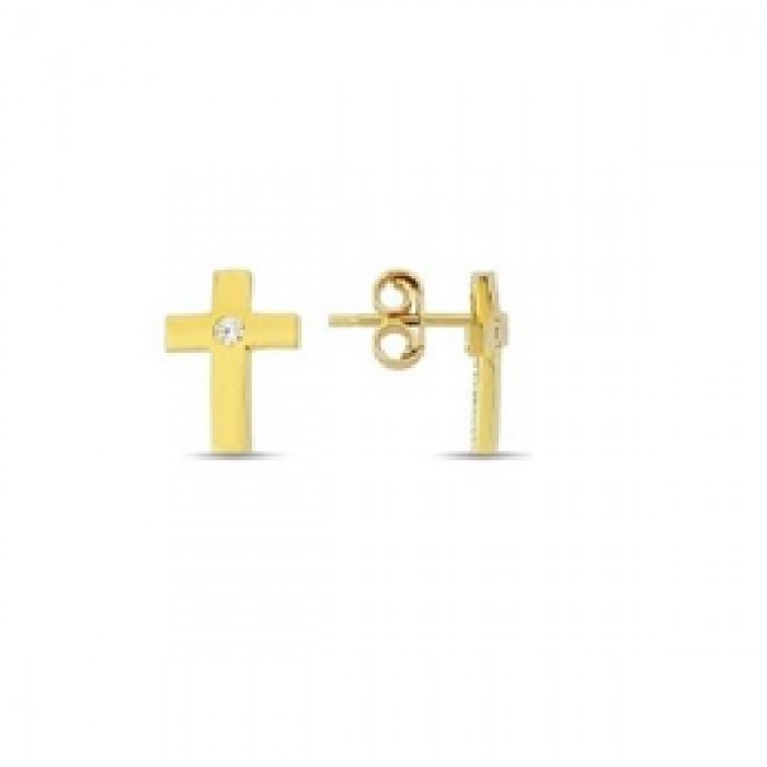 14 K Gold Zircon stone Earring 0,94 gr 