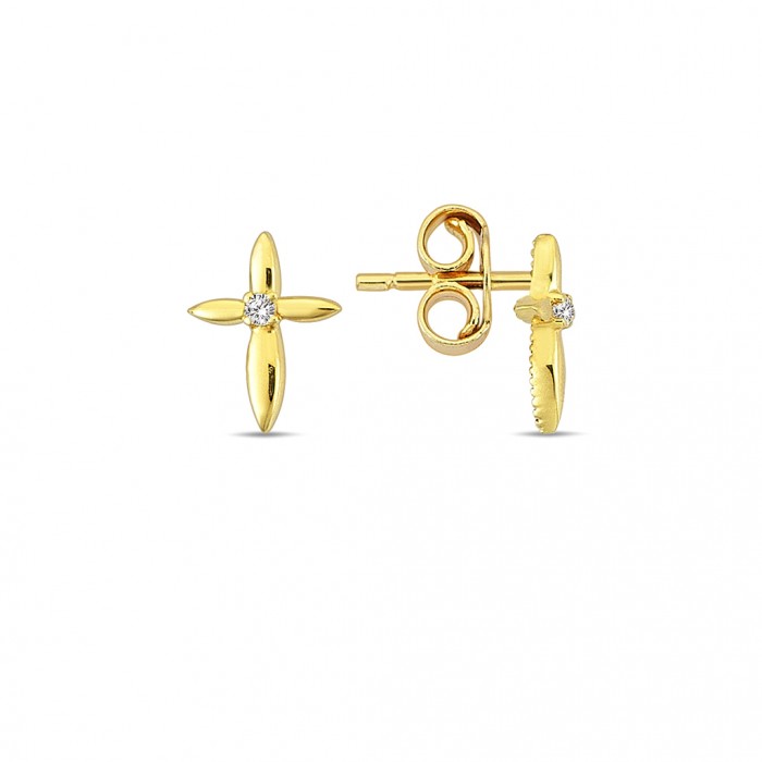 14 K Gold Zircon stone Earring 0,79 gr 