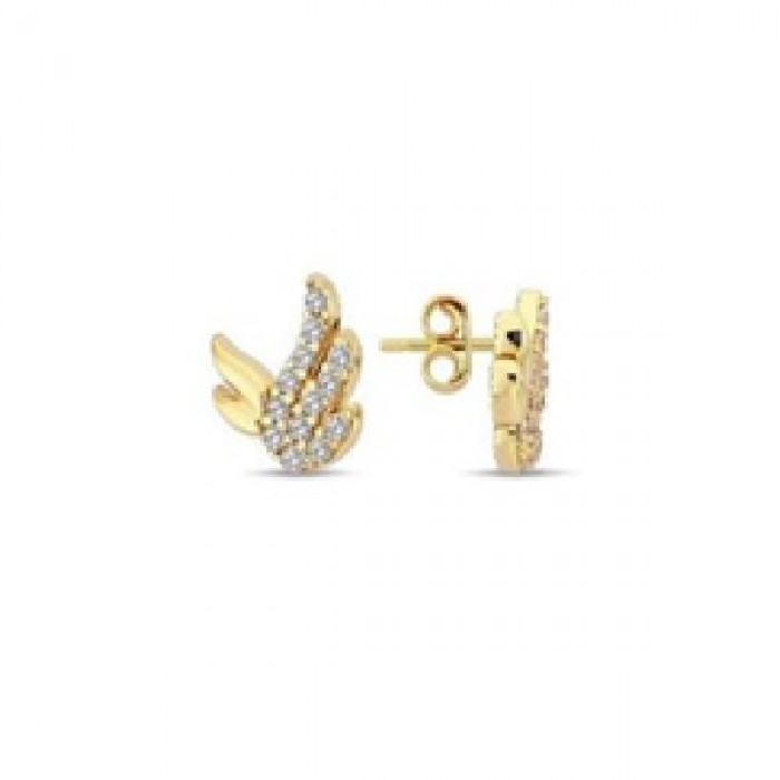 14 K Gold Zircon stone Earring 1,32 gr 