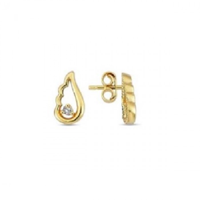 14 K Gold Zircon stone Earring 1,18 gr 