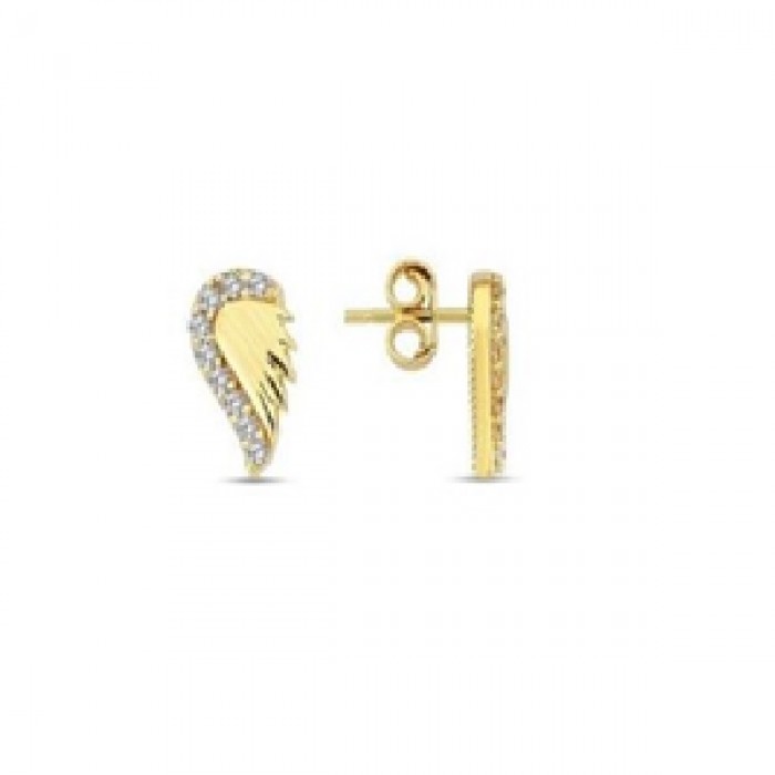 14 K Gold Zircon stone Earring 1,3 gr 