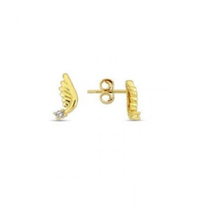 14 K Gold Zircon stone Earring 0,96 gr 