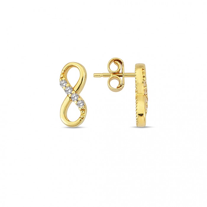 14 K Gold Zircon stone Earring 1,1 gr 