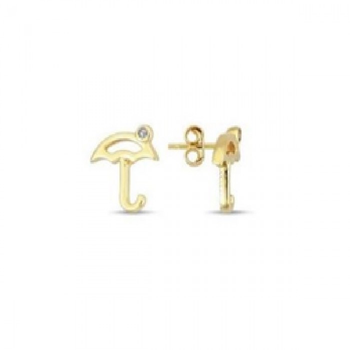 14 K Gold Zircon stone Earring 1,01 gr 