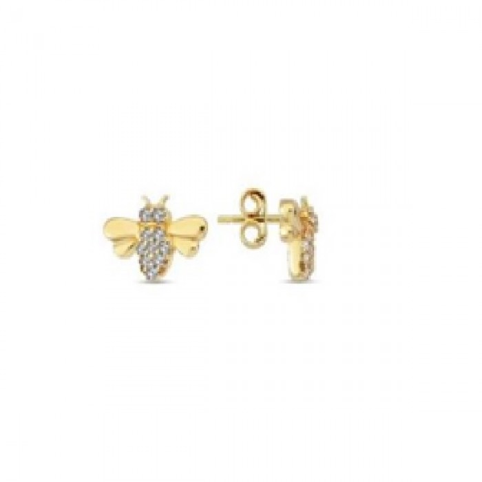 14 K Gold Zircon stone Earring 1,27 gr 