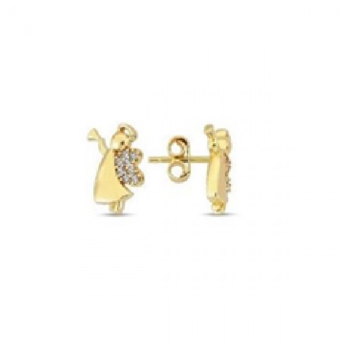 14 K Gold Zircon stone Earring 1,67 gr 