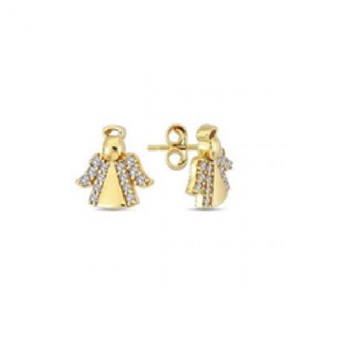 14 K Gold Zircon stone Earring 1,66 gr 