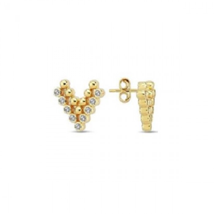 14 K Gold Zircon stone Earring 1,57 gr 