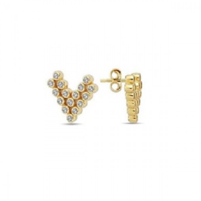 14 K Gold Zircon stone Earring 1,52 gr 