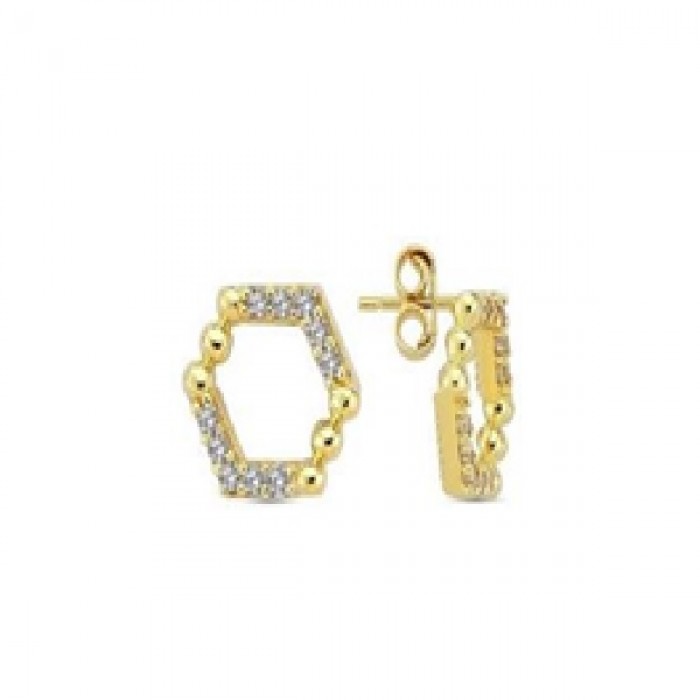 14 K Gold Zircon stone Earring 1,28 gr 