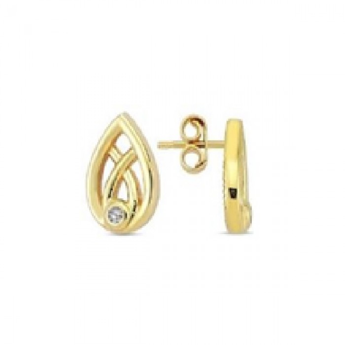14 K Gold Zircon stone Earring 1,19 gr 