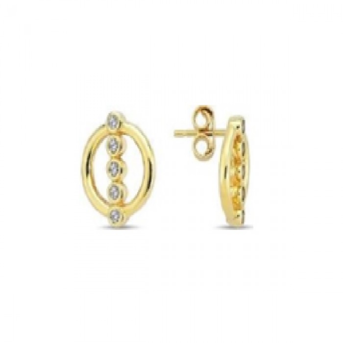 14 K Gold Zircon stone Earring 1,19 gr 