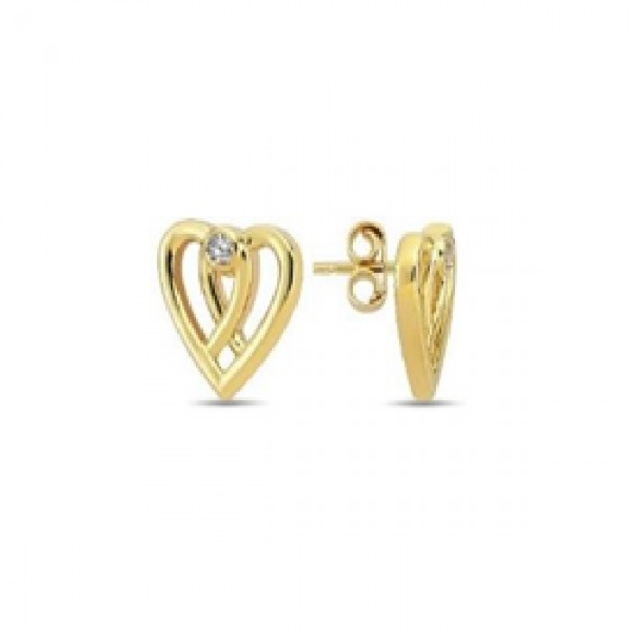 14 K Gold Zircon stone Earring 0,71 gr 