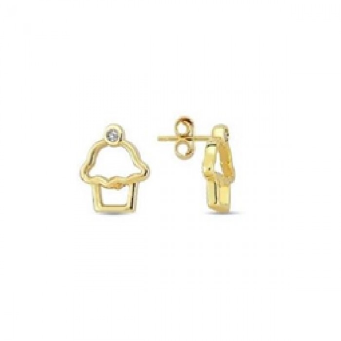 14 K Gold Zircon stone Earring 1,12 gr 