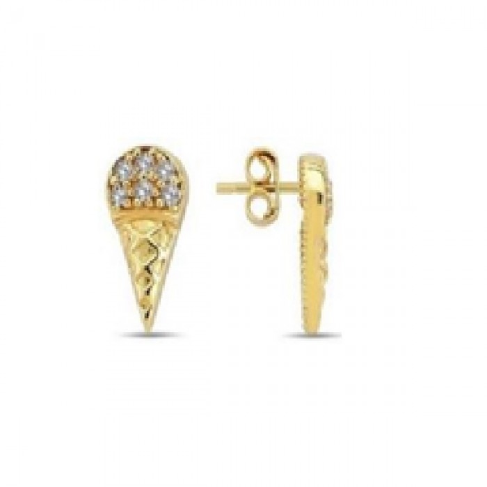 14 K Gold Zircon stone Earring 1,19 gr 