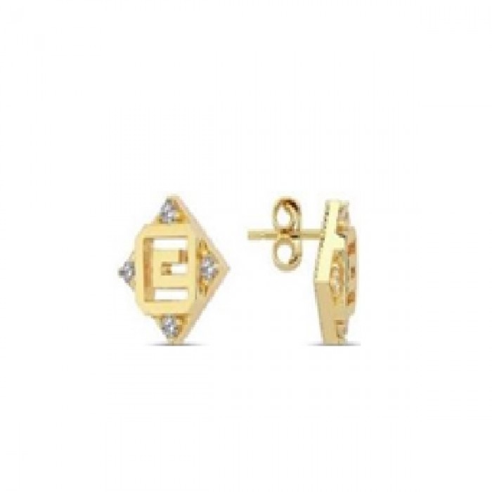 14 K Gold Zircon stone Earring 1,41 gr 