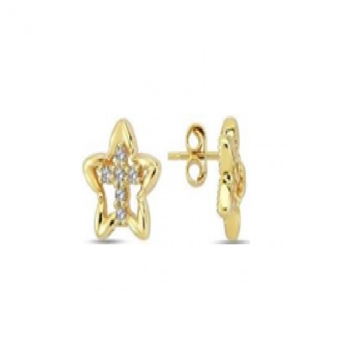 14 K Gold Zircon stone Earring 1,31 gr 