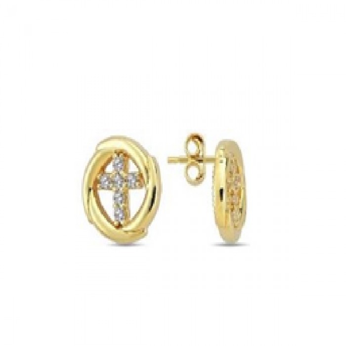 14 K Gold Zircon stone Earring 1,76 gr 