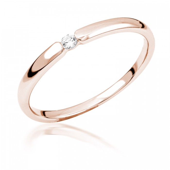  14K Rose Gold Engagement  Ring with diamond 0,15 ct