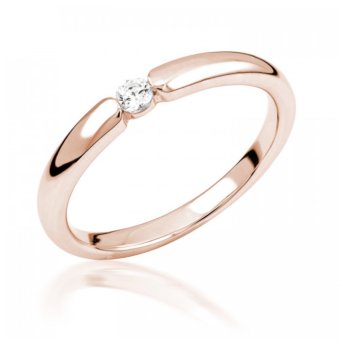  14K Rose Gold Engagement  Ring with diamond 0,2 ct