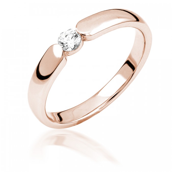  14K Rose Gold Engagement  Ring with diamond 0,3 ct