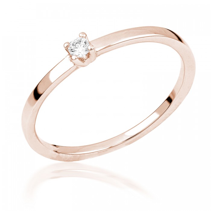  14K Rose Gold Engagement  Ring with diamond 0,1 ct