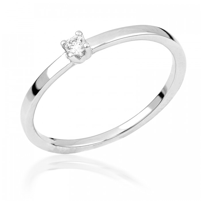  14K White Gold Engagement  Ring with diamond 0,1 ct