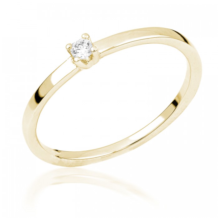  14K Yellow Gold Engagement  Ring with diamond 0,1 ct
