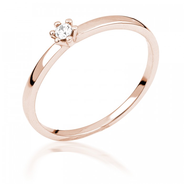  14K Rose Gold Engagement  Ring with diamond 0,2 ct