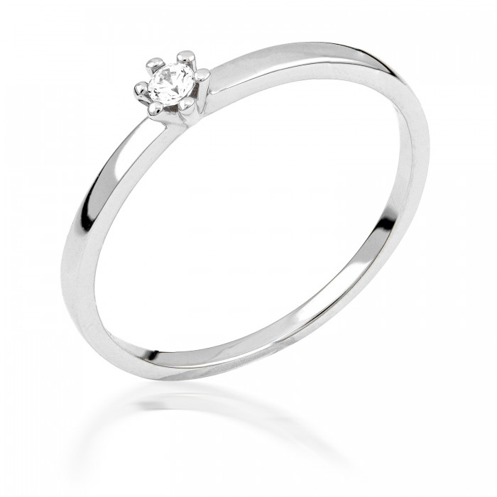  14K White Gold Engagement  Ring with diamond 0,05 ct