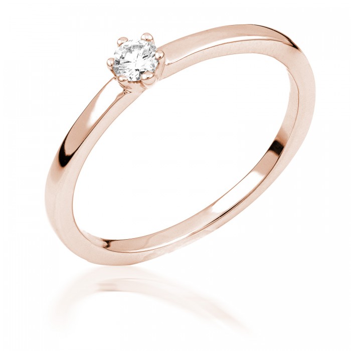  14K Rose Gold Engagement  Ring with diamond 0,25 ct