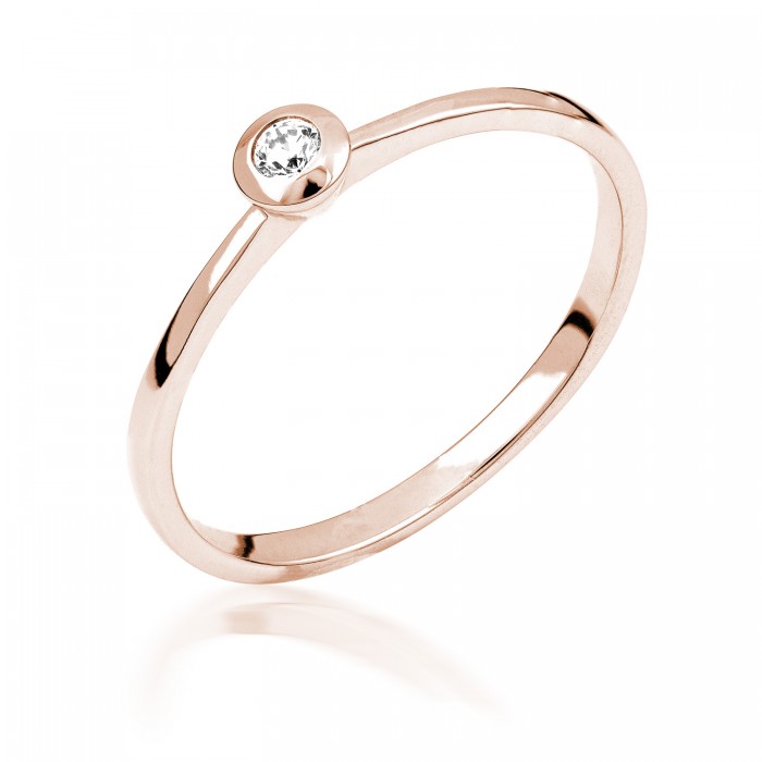  14K Rose Gold Engagement  Ring with diamond 0,1 ct