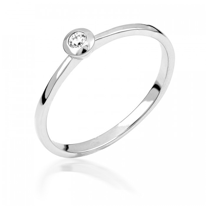  14K White Gold Engagement  Ring with diamond 0,1 ct