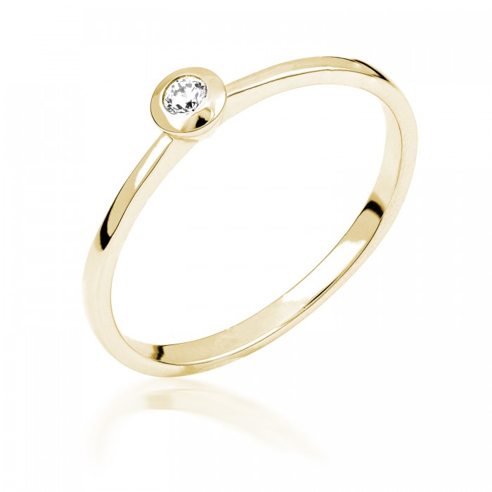  14K Yellow Gold Engagement  Ring with diamond 0,05 ct