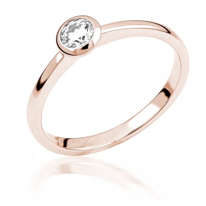  14K Rose Gold Engagement  Ring with diamond 0,3 ct