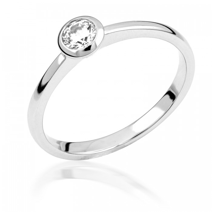  14K White Gold Engagement  Ring with diamond 0,4 ct