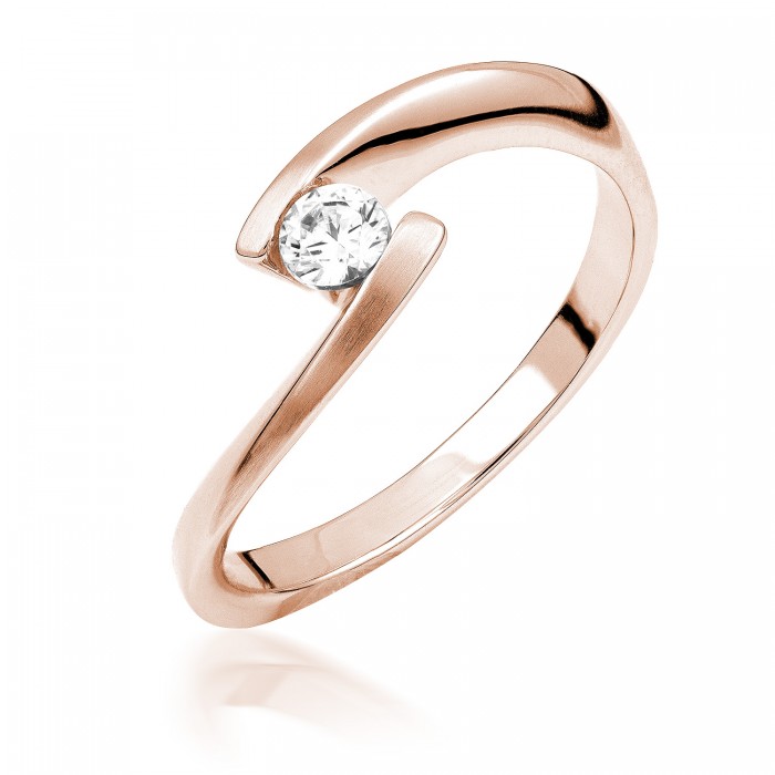  14K Rose Gold Engagement  Ring with diamond 0,1 ct