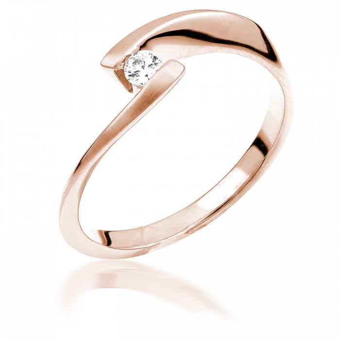  14K Rose Gold Engagement  Ring with diamond 0,3 ct