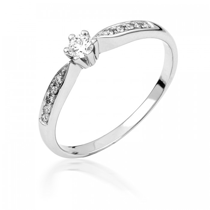  14K White Gold Engagement  Ring with diamond 0,05 ct