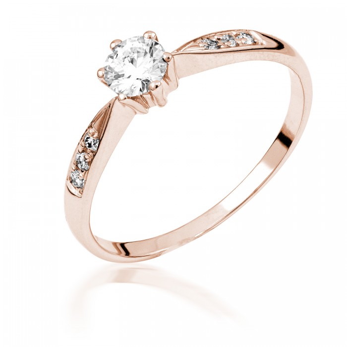  14K Rose Gold Engagement  Ring with diamond 0,3 ct