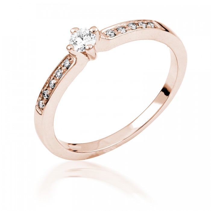  14K Rose Gold Engagement  Ring with diamond 0,05 ct