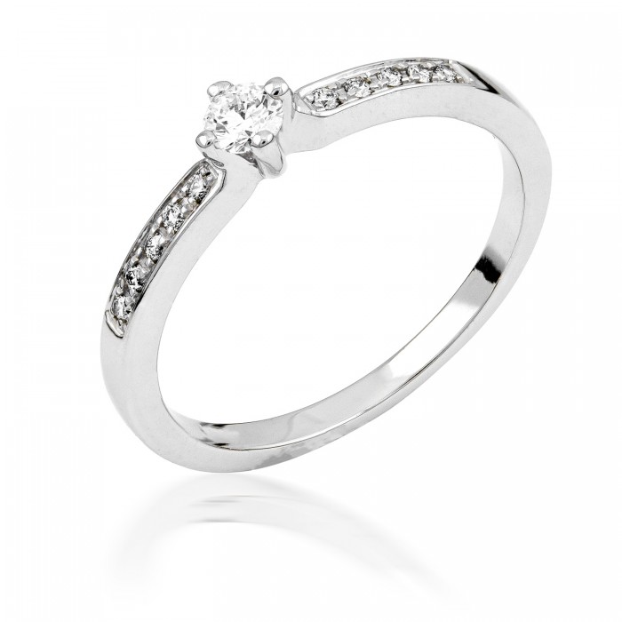  14K White Gold Engagement  Ring with diamond 0,05 ct