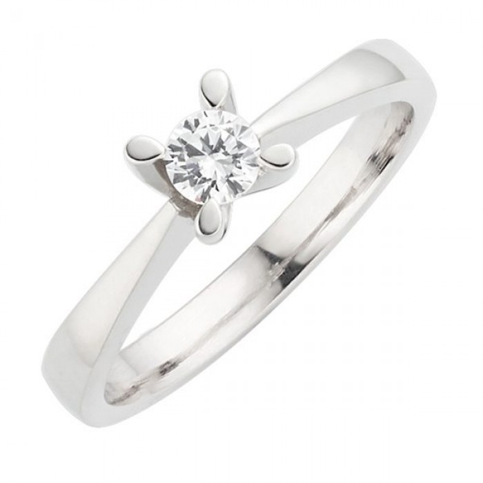  14K White Gold Engagement  Ring with diamond 0,15 ct